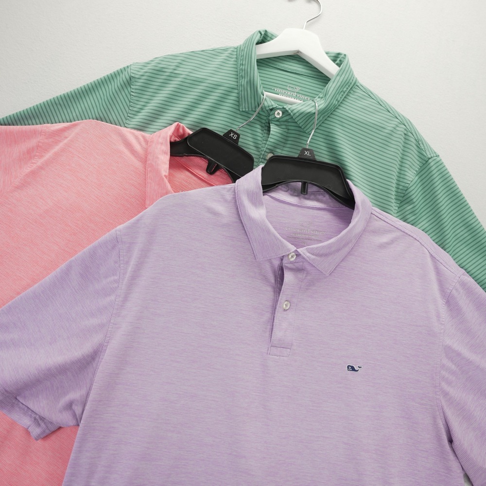 Vineyard Vines Performance Polo Shirts Lot of 3 Mens XL Stripes Short Sleeve